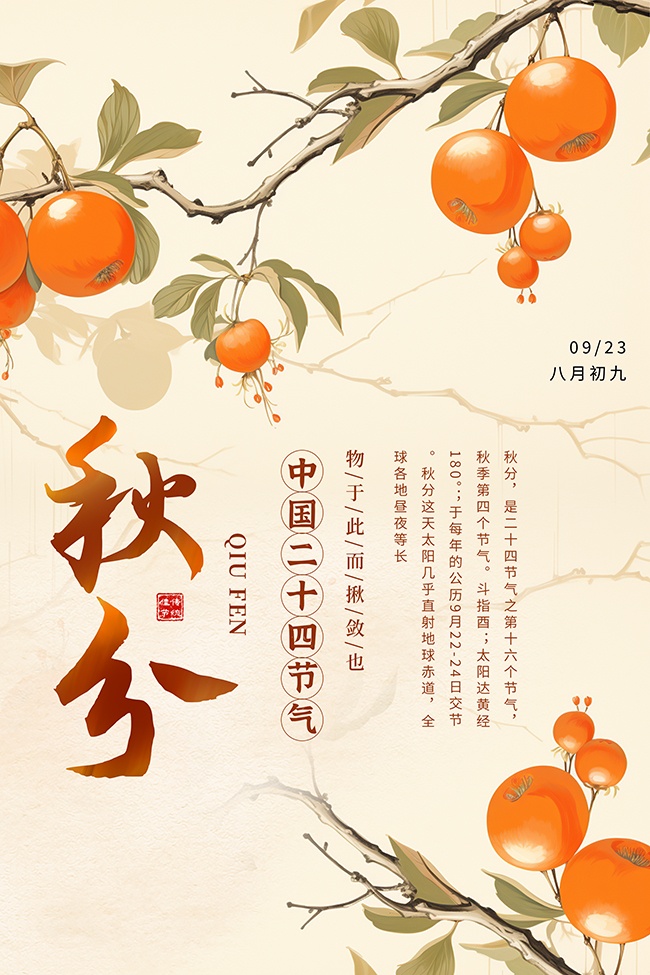 中式简约唯美二十四节气秋分广告