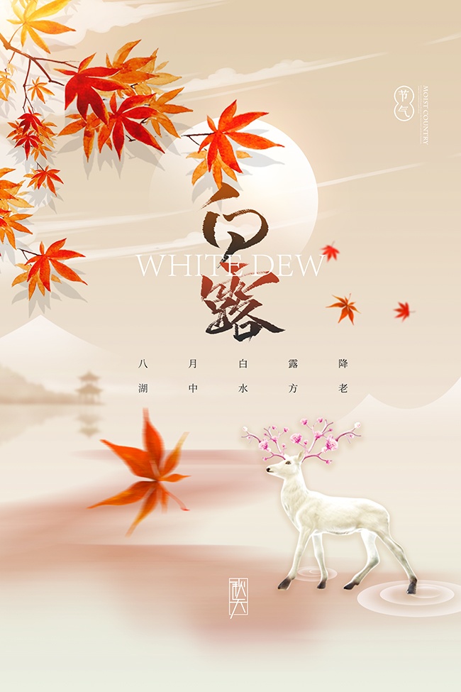 秋天背景白露节气广告