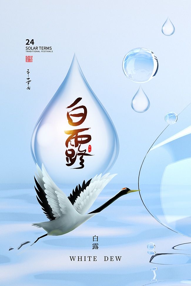 水滴素材白露节气海报