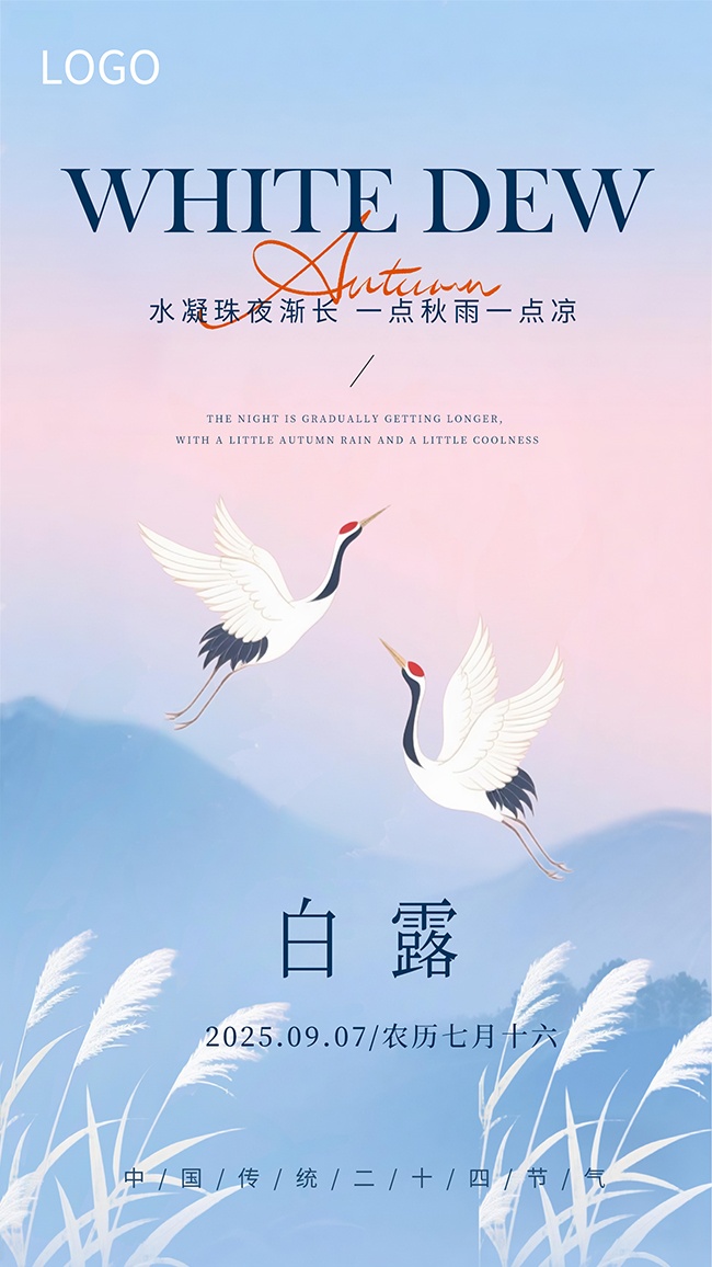 清新中国风白露节气广告