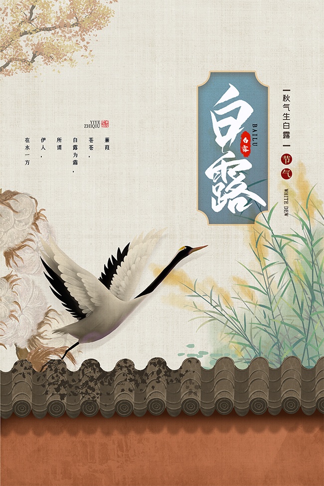 古典雅致中国传统节气白露海报
