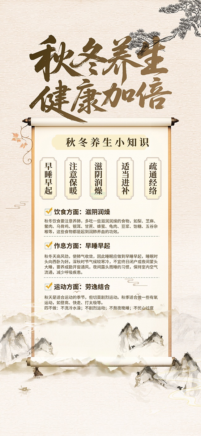 中国风秋冬养生科普知识海报