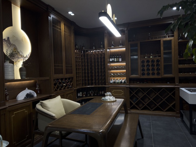 实木酒柜茶室设计