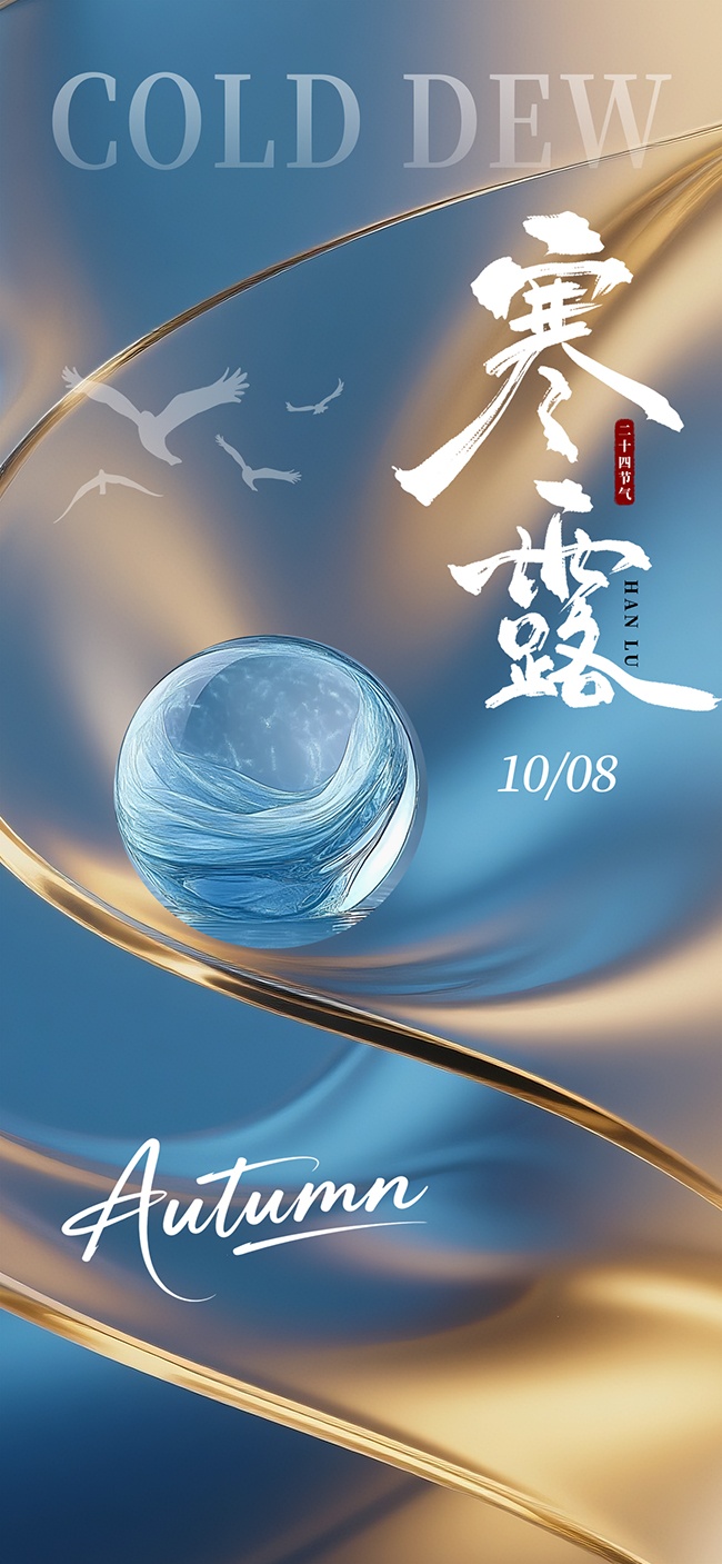 二十四节气寒露手机海报