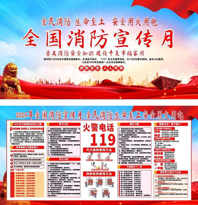 消防安全科普宣传栏图片素材