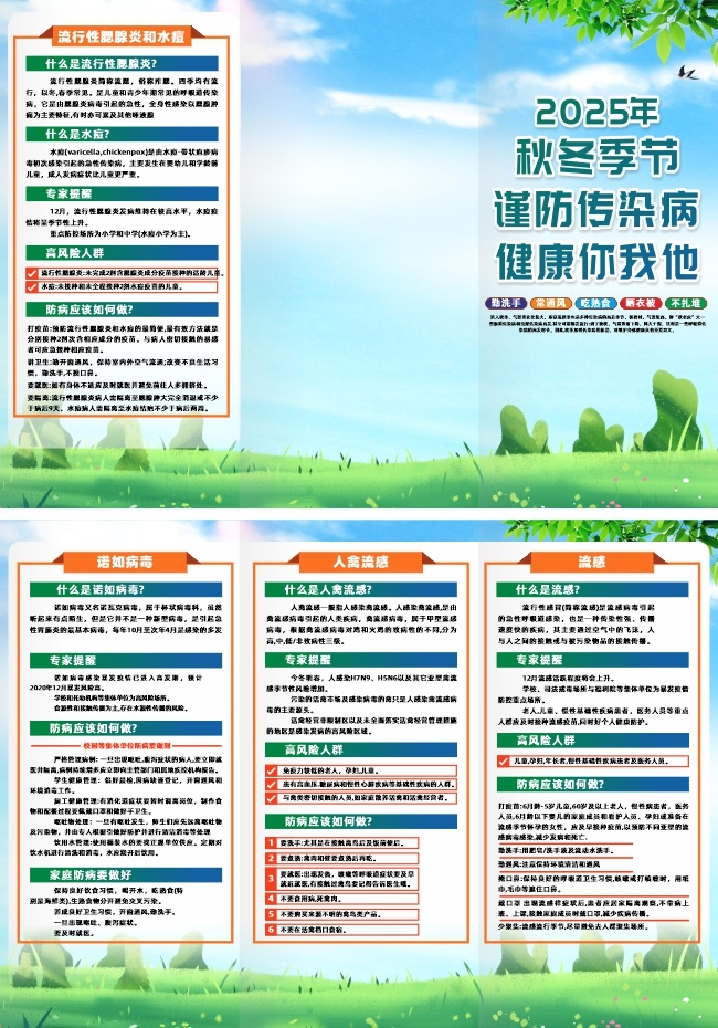 2025秋冬季预防呼吸道传染病宣传三折页