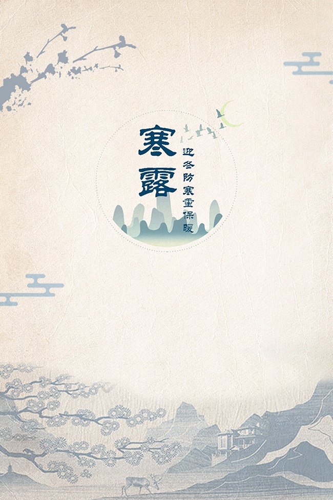 简约质感国风寒露节气广告