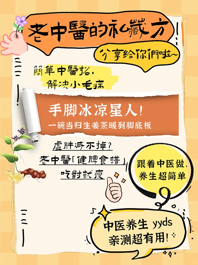 小红书海报模板中医养生图片下载