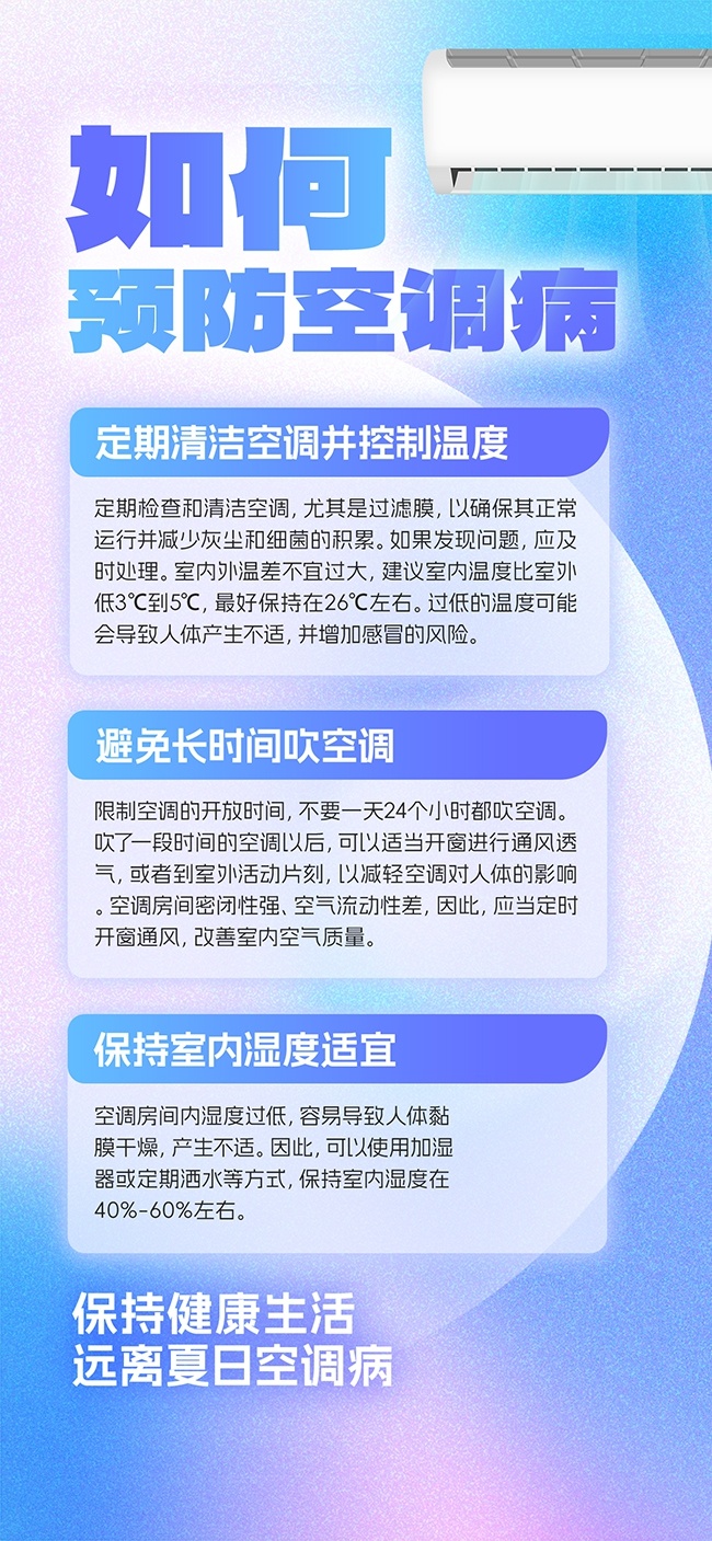 预防空调病医疗知识科普宣传海报