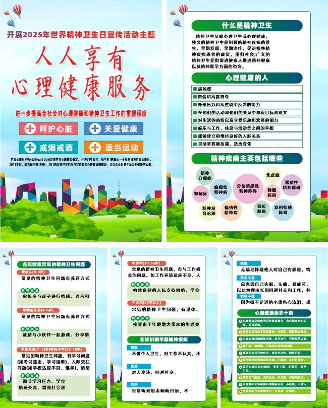 2025年世界精神卫生日宣传海报图片素材