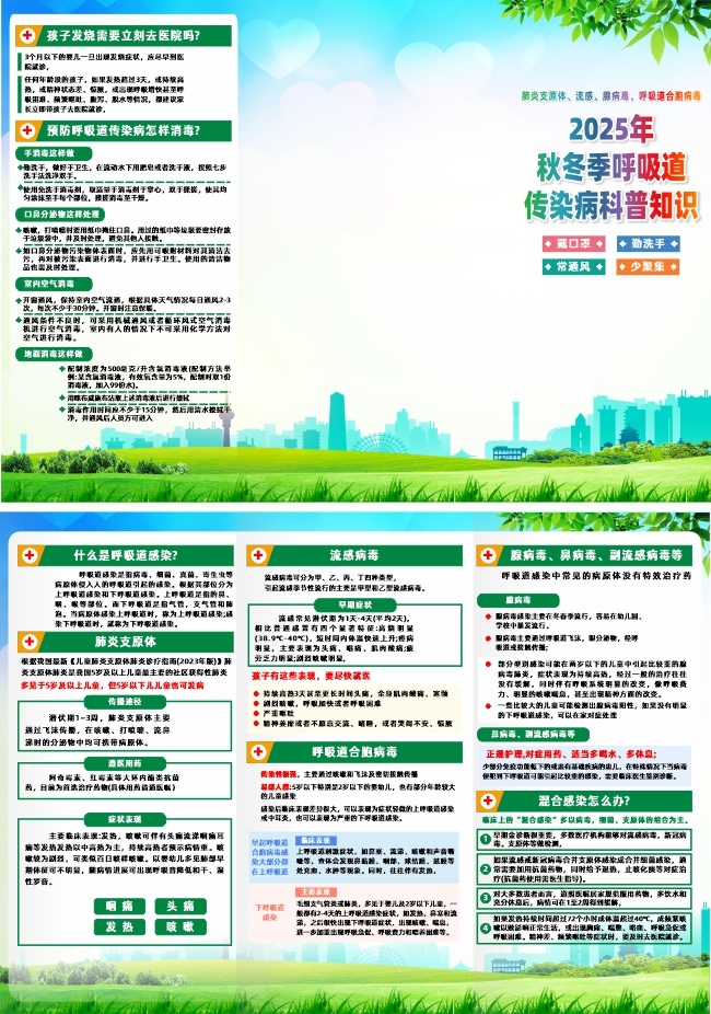 2025秋冬预防呼吸道传染病宣传三折页图片素材