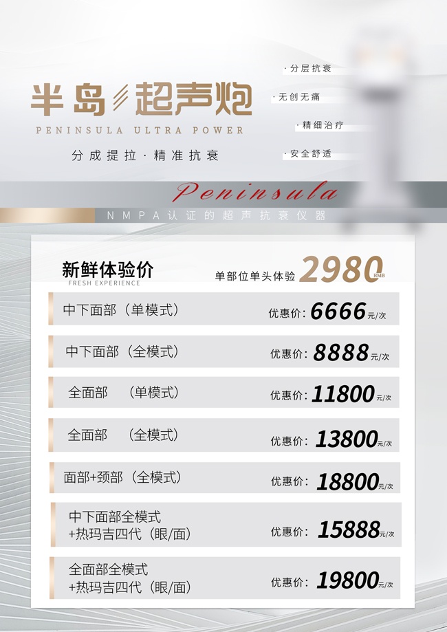 医美价格表促销海报