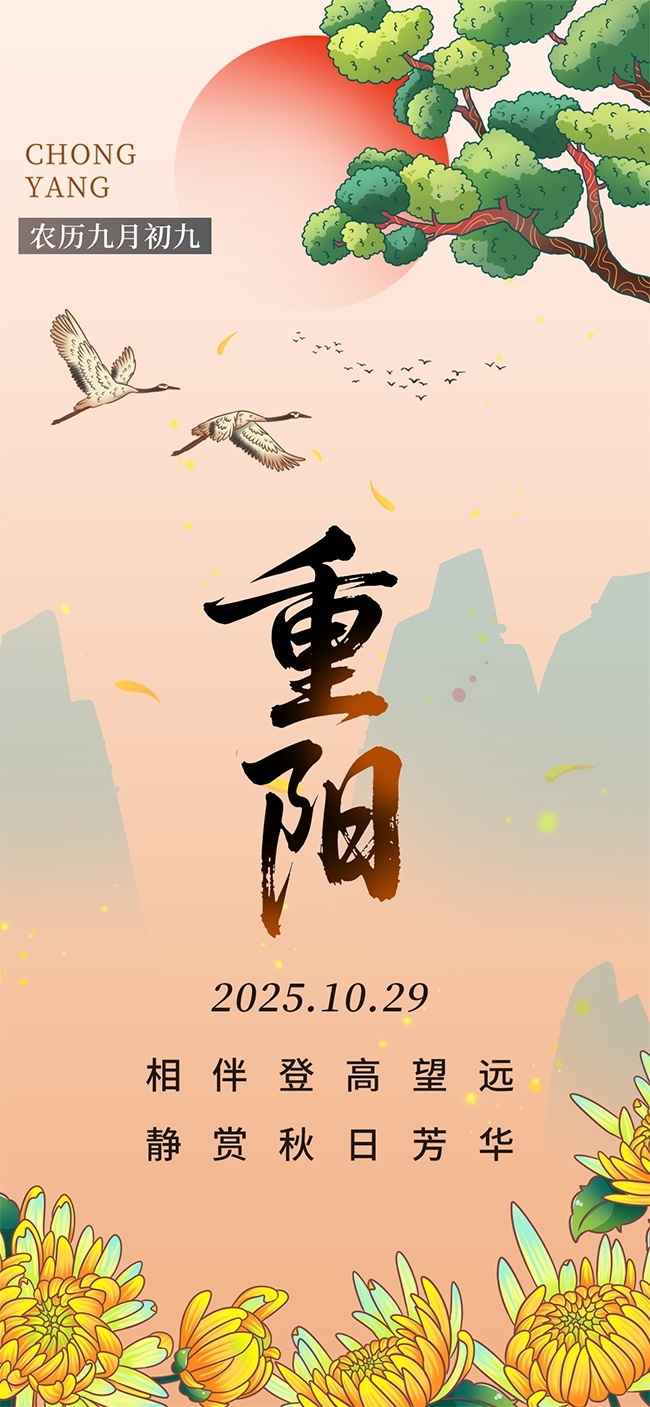 唯美清新中国传统节日重阳节海报