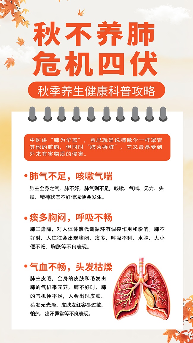 秋季养生健康科普攻略海报