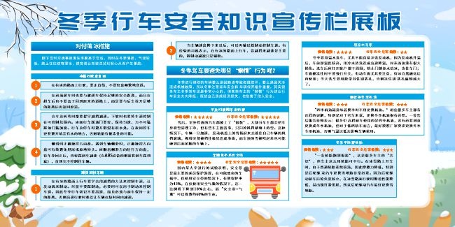 冬季行车安全知识宣传栏展板