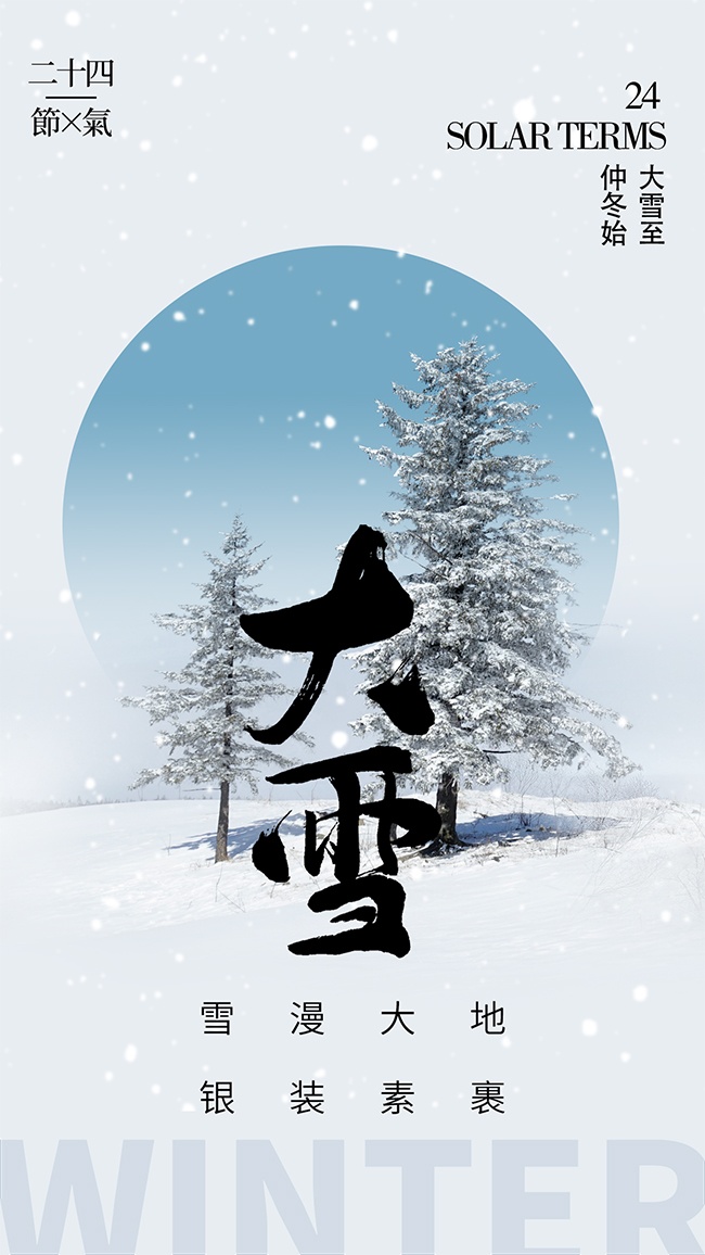 雪漫大地传统二十四节气大雪海报