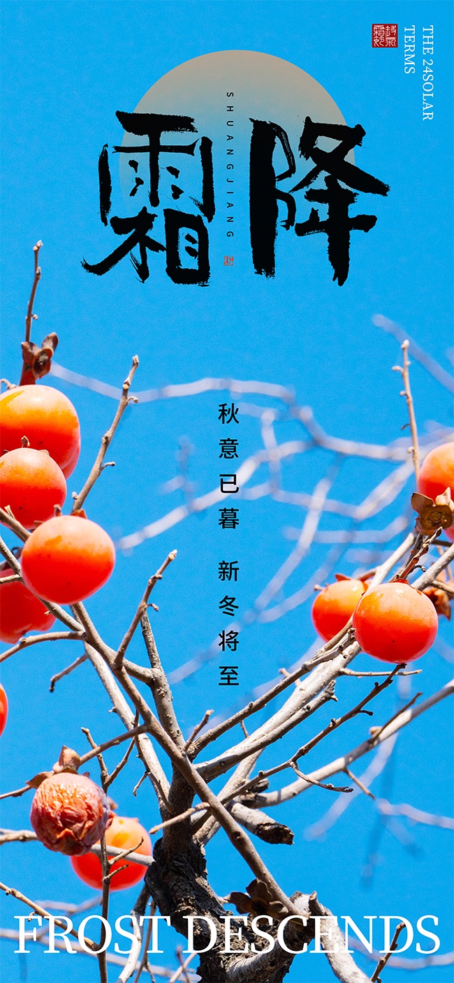 秋意已暮霜降节气海报