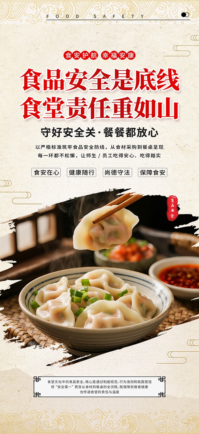 中国风食堂文化食品安全标语海报