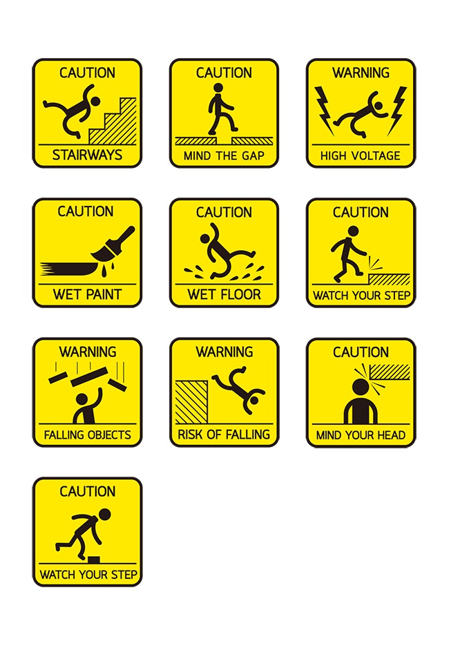 小心台阶警示牌图片矢量