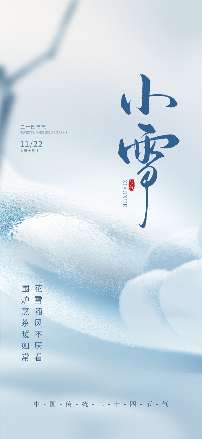 简约风格小雪节气宣传海报