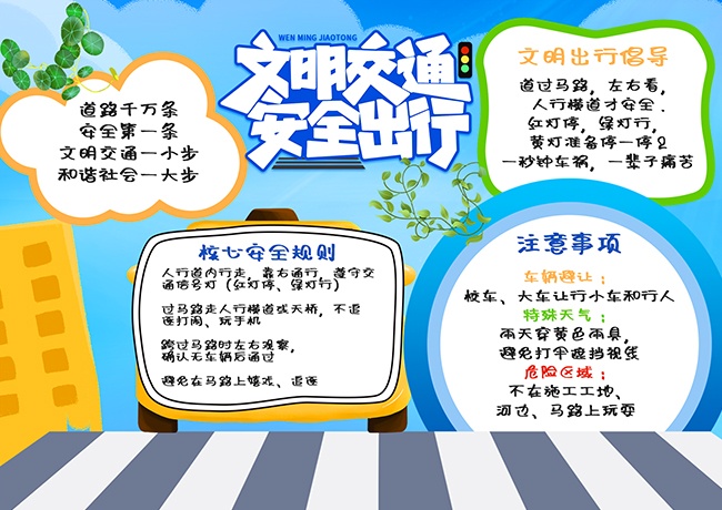 文明交通安全手抄报图片素材