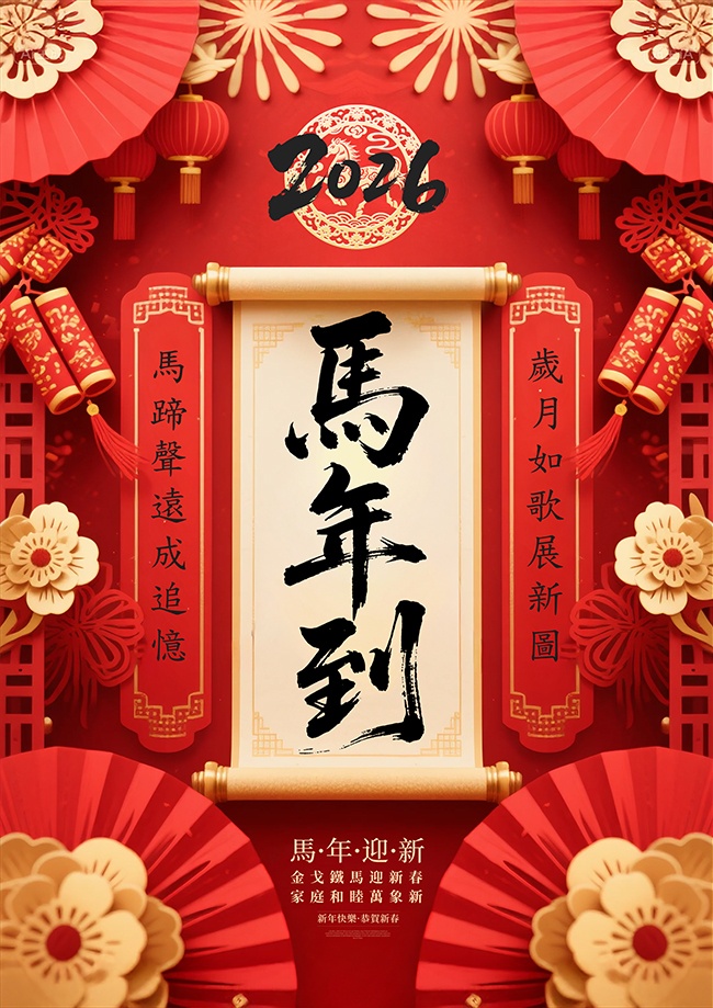 喜庆中国风2026马年迎新新年海报