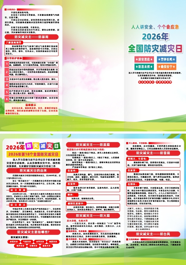 2026年全国防灾减灾日宣传三折页图片