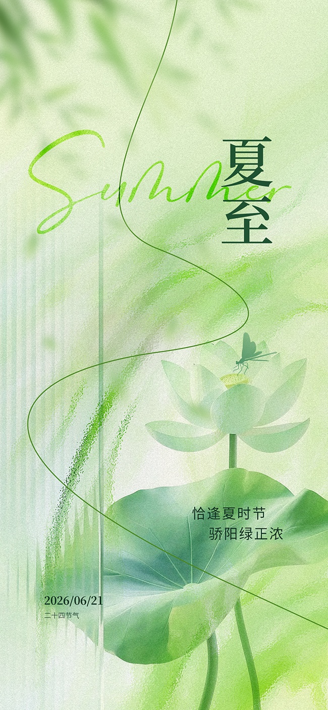 清新夏至节气海报