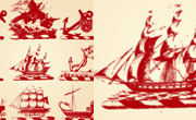 古代帆船矢量图