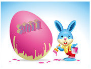复活节卡通兔子与鸡蛋