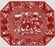 民间传统剪纸素材 仙鹤红梅