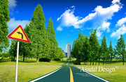 道路指示牌 马路风景图片