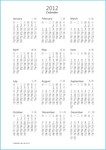 免费2012日历 2012年全年日历矢量模板