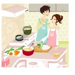 情侣做饭的图片 情人节卡通素材