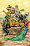 野生动物彩绘图片 