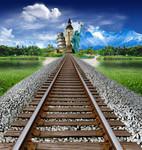 旅游海报背景素材 火车轨道图片