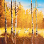 秋天风景油画图片 枫树林图片