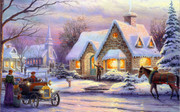 冬天乡村风景油画图片 托马斯油画下载