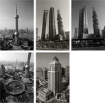 上海陆家嘴建筑黑白照片