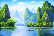 桂林山水风景油画图片