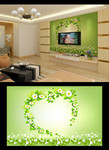 绿色花藤电视墙装饰效果图