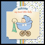 婴儿与婴儿车插画