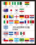 世界杯32强国家国旗矢量