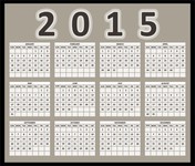 2015年英文日历表下载
