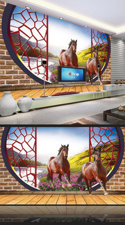 奔跑的马3D电视背景贴图下载