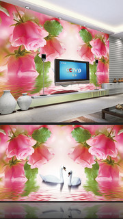 3D玫瑰花背景墙图片素材