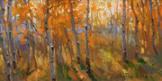 秋天树林风景油画