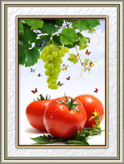 餐厅装饰画素材 新鲜西红柿和葡萄