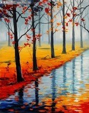 秋季风景油画图片