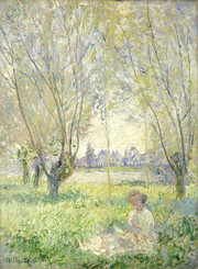 莫奈坐在柳树下的女人油画下载